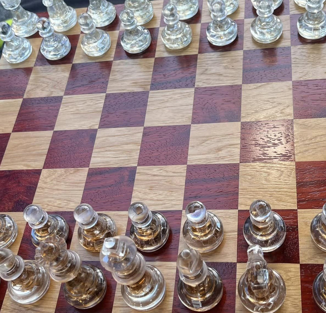 Padauk and Hickory Chess Board